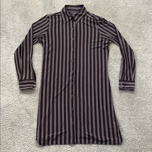 Norma Kamali Black and Gray Striped Midi Dress